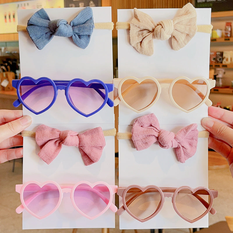 Kids Little Heart Sunglasses & Baby Bow Headband Set
