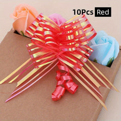10pcs Colored Gift Bows with Hand-pulled Flowers for Wedding & Holiday