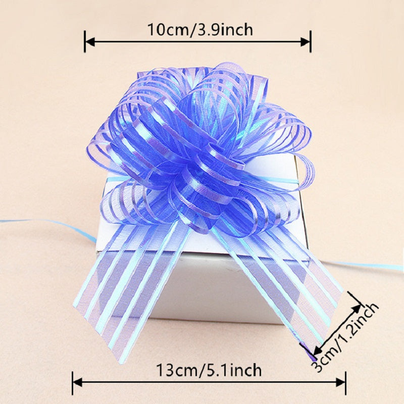 10pcs Colored Gift Bows with Hand-pulled Flowers for Wedding & Holiday