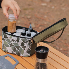 7pc Seasoning Bottle Set w/ Storage Bag Outdoor Camping BBQ Picnic Handbag