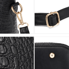 4 Pc Crocodile Embossed Bag Set Shoulder & Handbag & Wallet & Card Case