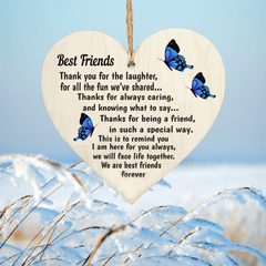 Friends Forever Wooden Heart Friendship Love Gift Thank You Ornament