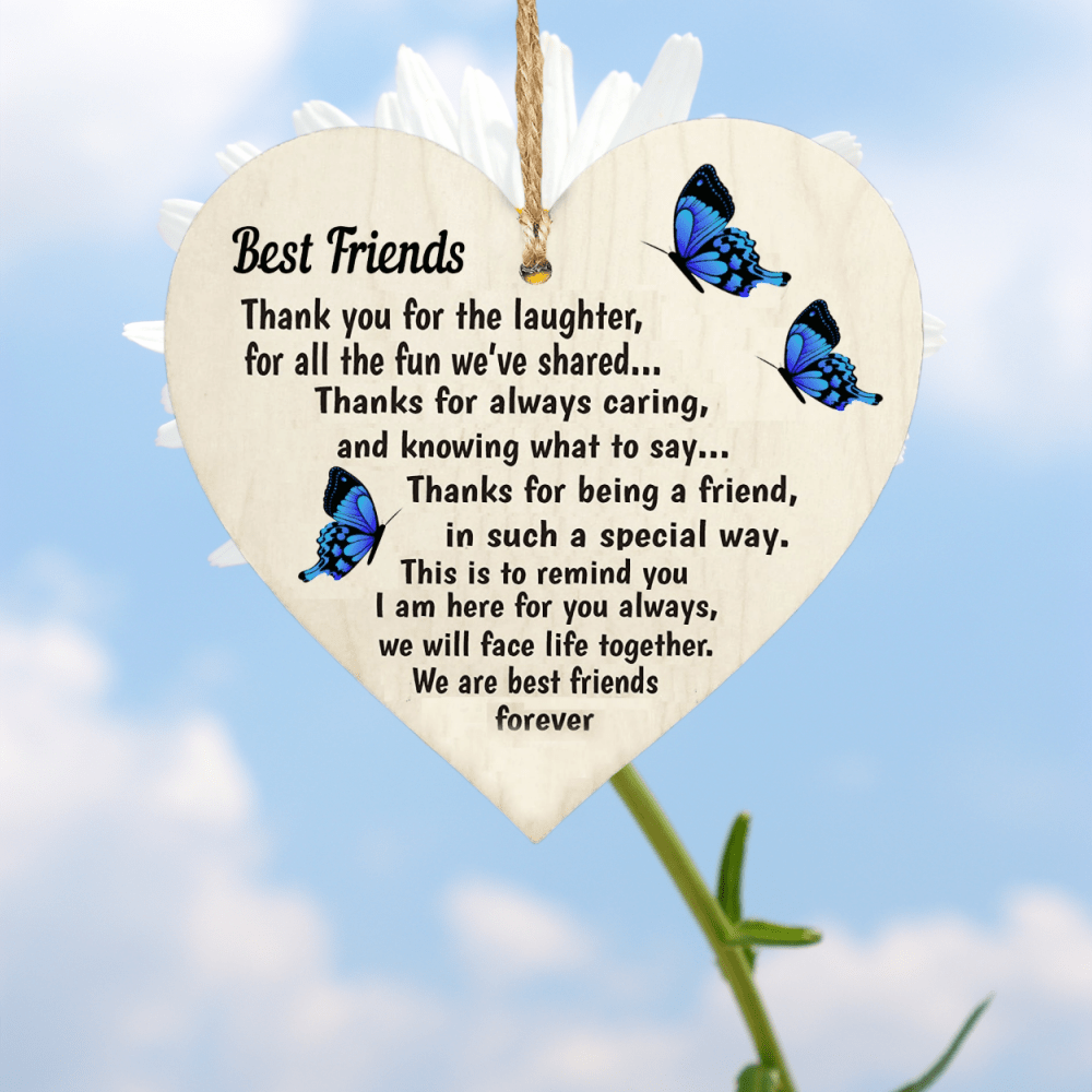 Friends Forever Wooden Heart Friendship Love Gift Thank You Ornament