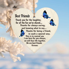 Friends Forever Wooden Heart Friendship Love Gift Thank You Ornament