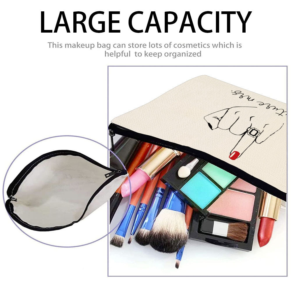 Finger Pattern Makeup Kit Waterproof Words Print Cosmetic Bag