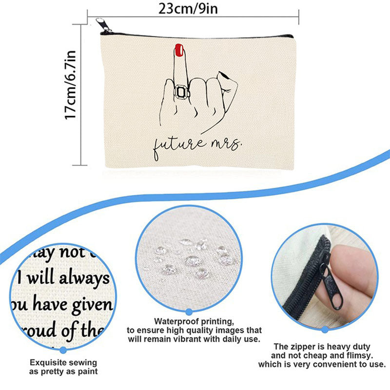 Finger Pattern Makeup Kit Waterproof Words Print Cosmetic Bag