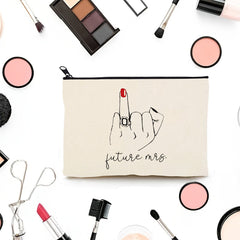 Finger Pattern Makeup Kit Waterproof Words Print Cosmetic Bag