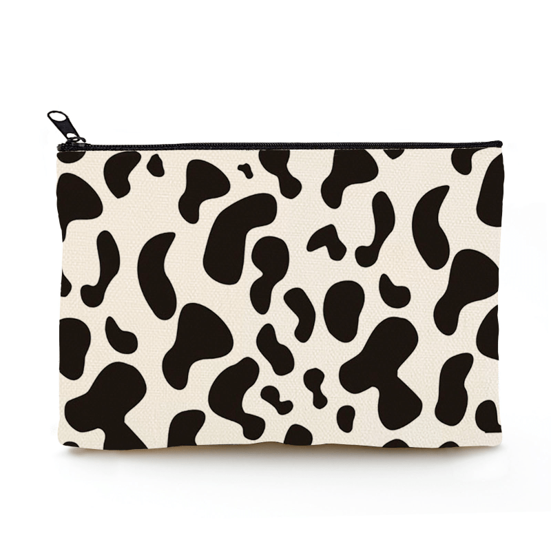 Cow Grain Printed Cosmetic Bag Travel Makeup Storage Toiletry Bag Holiday Gift