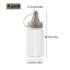 4 Squeeze Bottles with Caps Leak Proof Refillable Condiment Containers