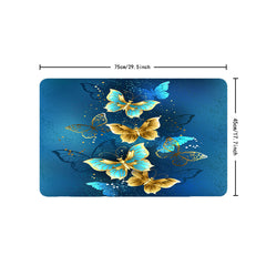 4pcs Golden Butterfly Shower Curtain Set 72 x 72 Inch