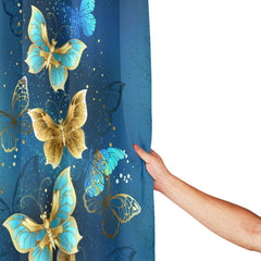 4pcs Golden Butterfly Shower Curtain Set 72 x 72 Inch
