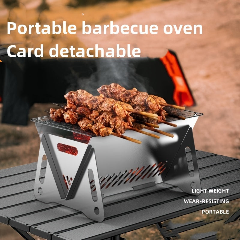 Foldable BBQ Grill Stainless Steel Card Stove Portable Charcoal Stove