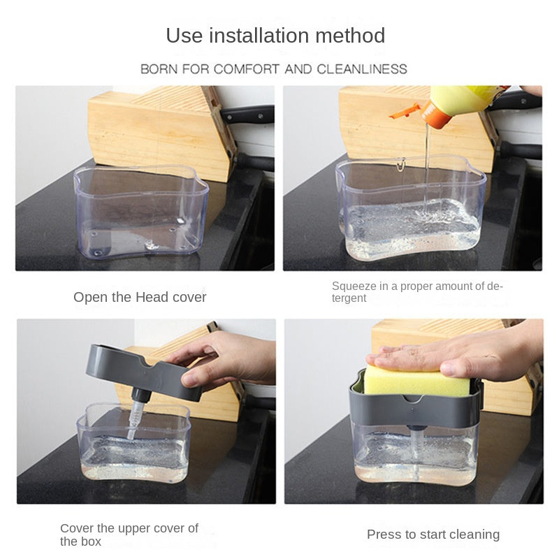 Kitchen Soap Dispenser & Sponge Holder Combo for Cleaning
