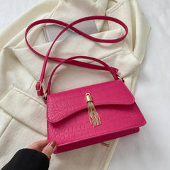 Crocodile Pattern Shoulder Bag Retro PU Crossbody Bag Women's Casual Handbag