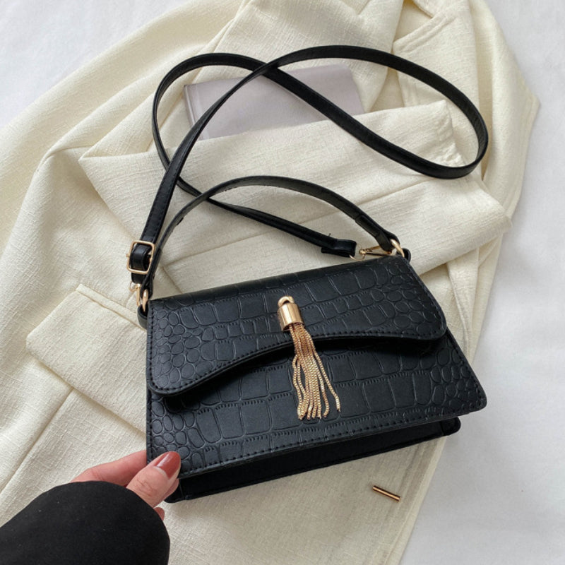 Crocodile Pattern Shoulder Bag Retro PU Crossbody Bag Women's Casual Handbag