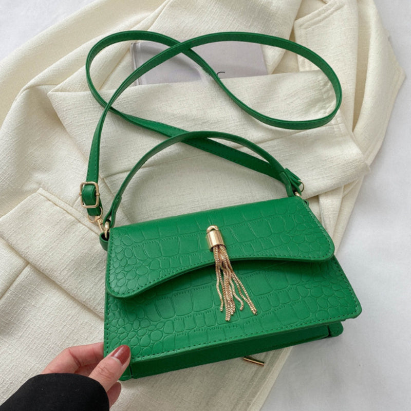 Crocodile Pattern Shoulder Bag Retro PU Crossbody Bag Women's Casual Handbag