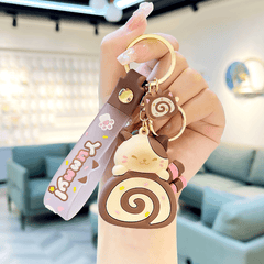 Cat Cat Cake Roll Cartoon Keychain Doll Car Key Chain School Bag Pendant