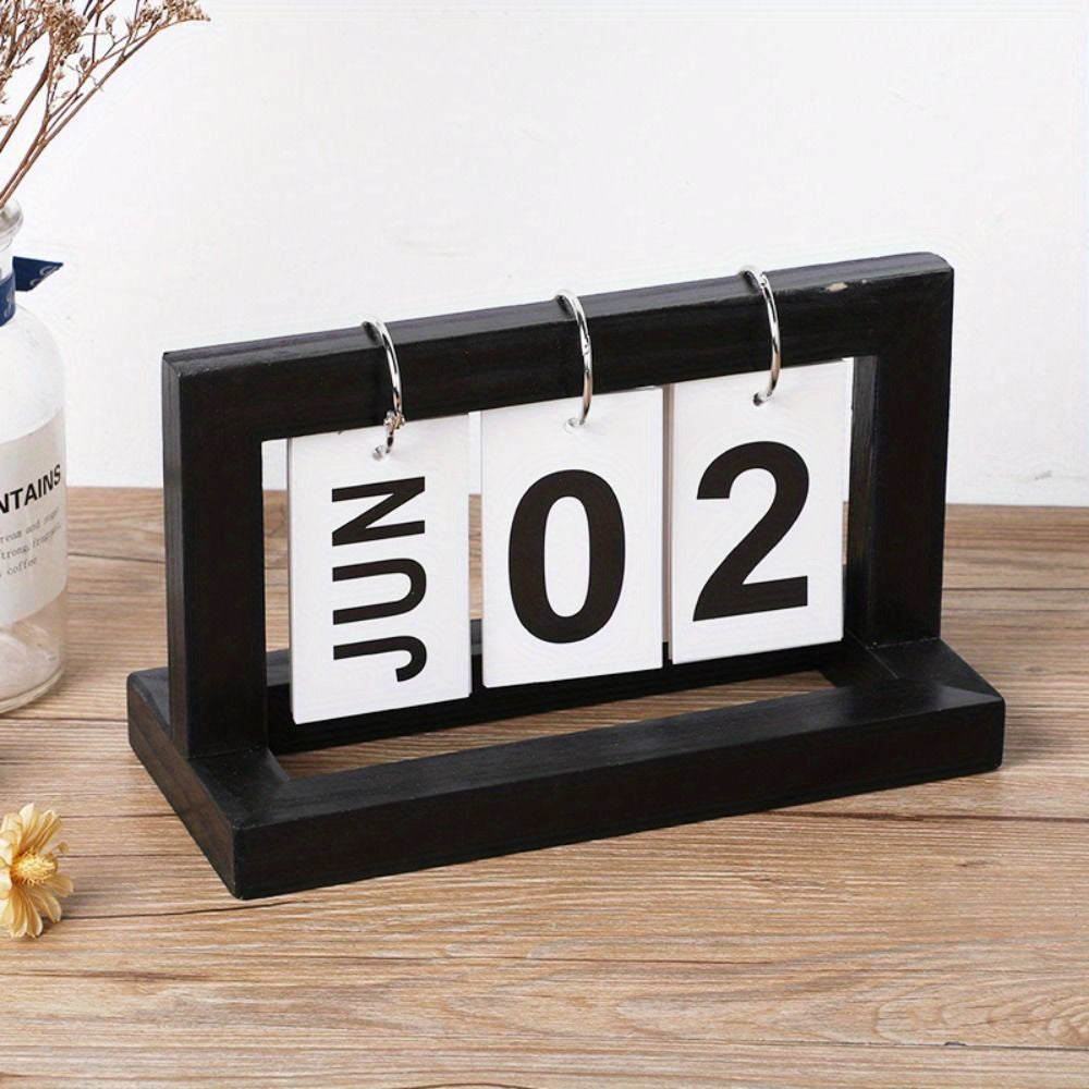 Creative Wooden Page Turning Calendar Home Desktop Ornament