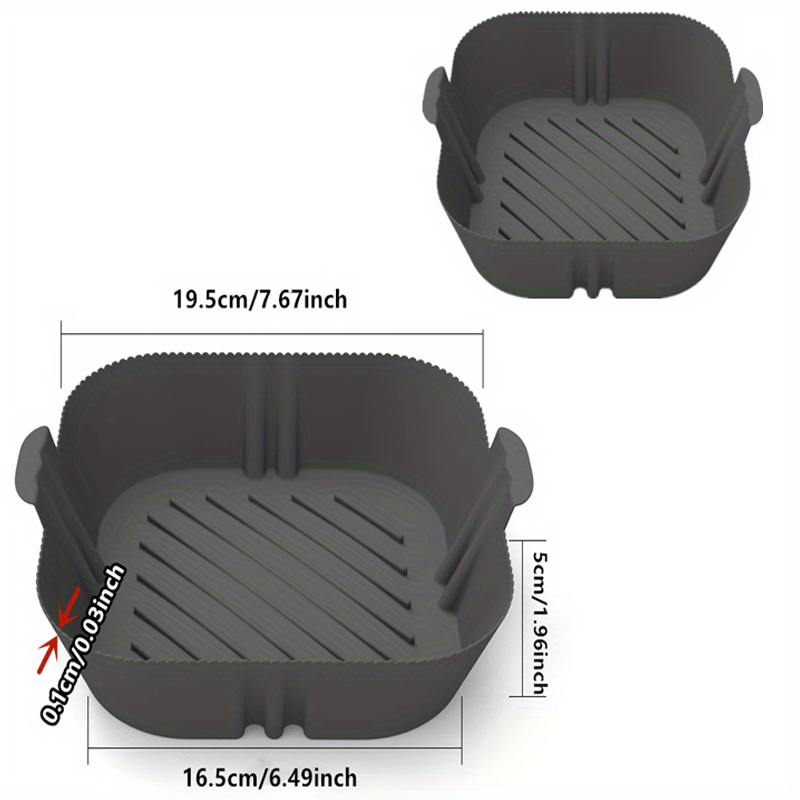 1pc Square Air Fryer Silicone Pot Reusable Liner 19x16.48x4cm