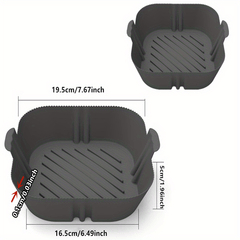 1pc Square Air Fryer Silicone Pot Reusable Liner 19x16.48x4cm