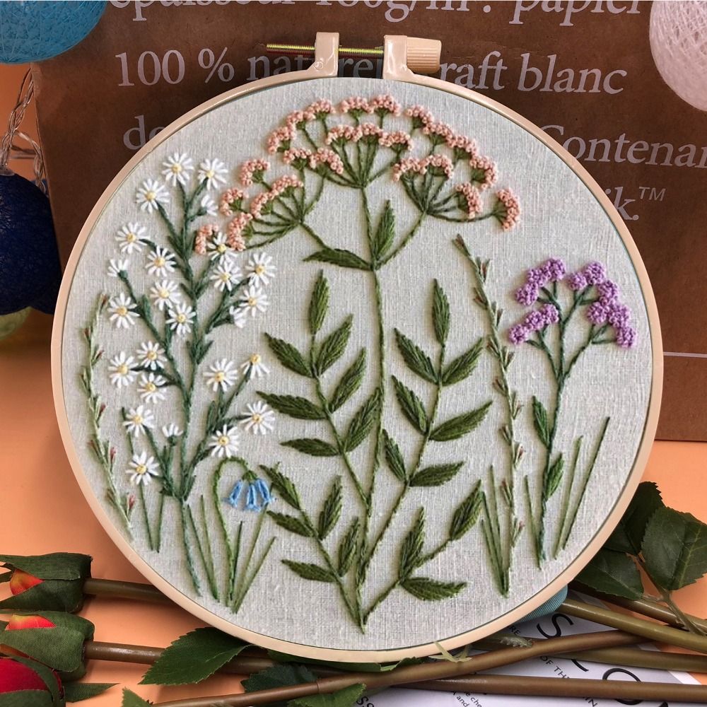 DIY Embroidery Kit Flower Pattern Needlework Set