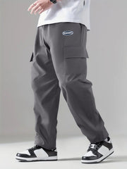 Print Drawstring Cargo Pants Men's Casual Outdoor Straight Leg