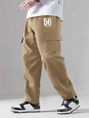 Pattern Print Cargo Pants Men Flap Pocket Trousers