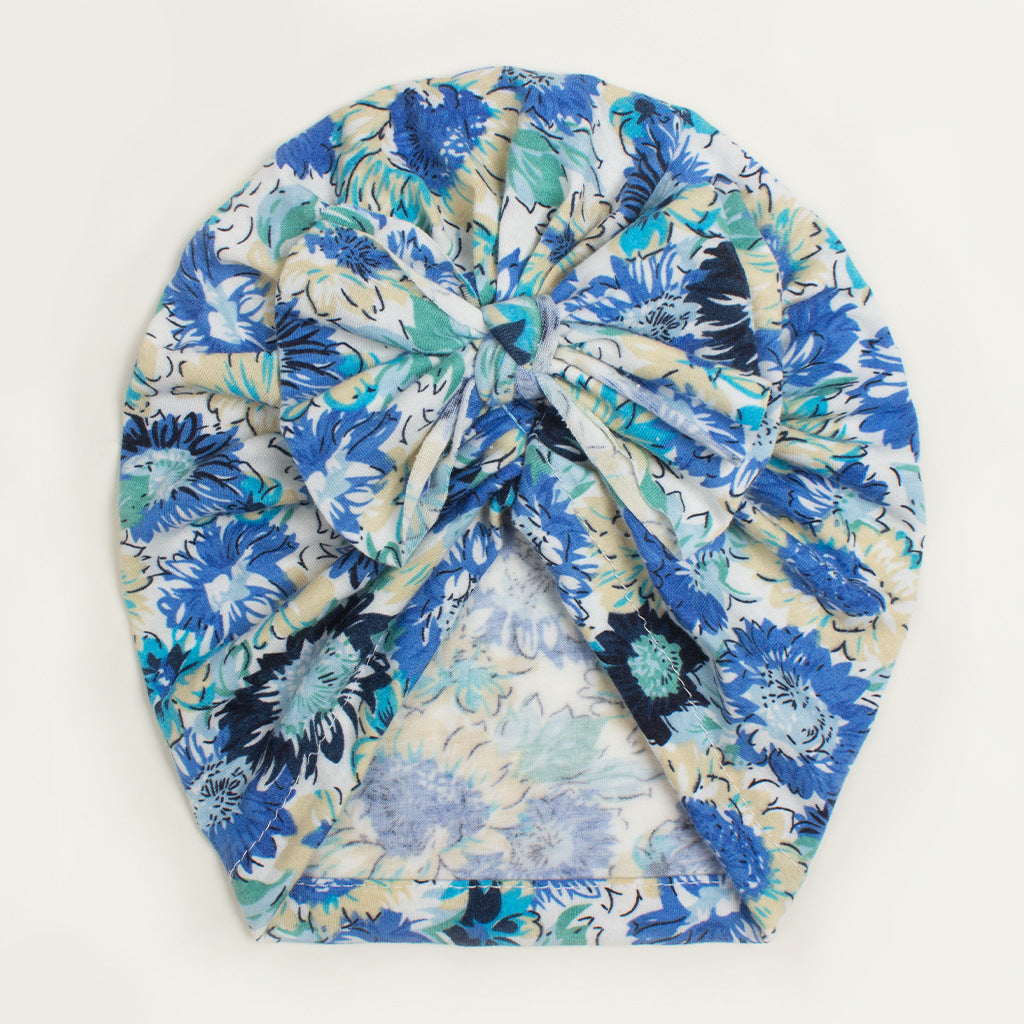Children's Knitted Bow Hat with Creative Print