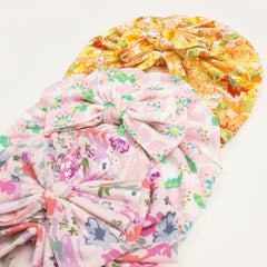 Children's Knitted Bow Hat with Creative Print