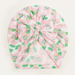 Children's Knitted Bow Hat with Creative Print