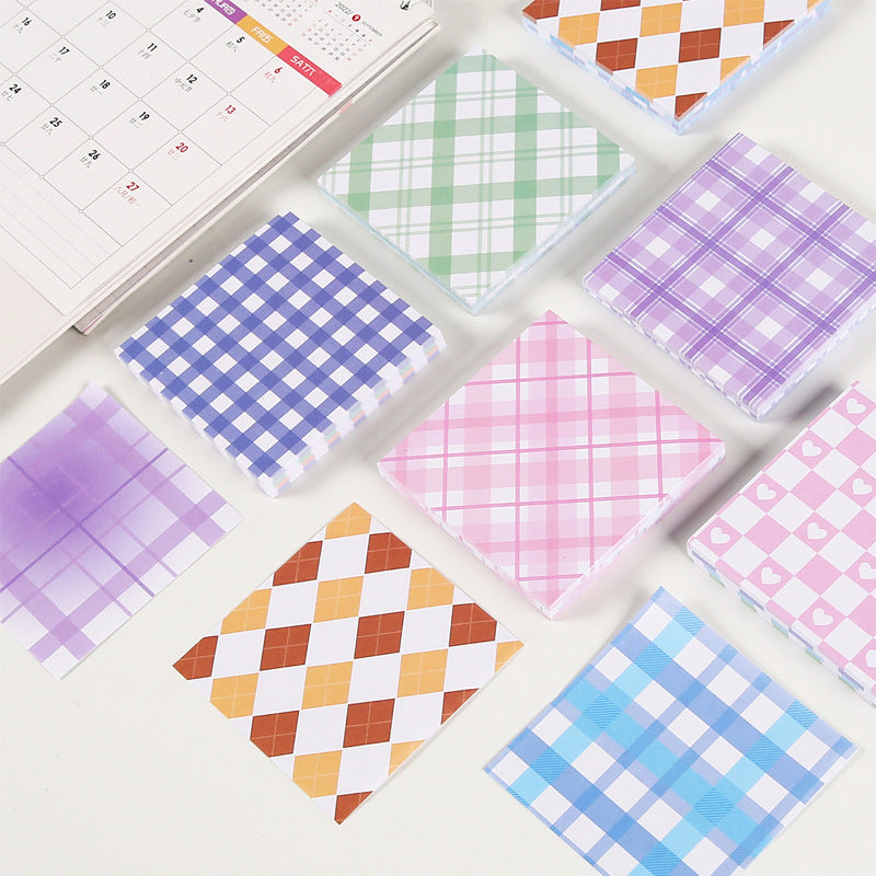 100 Sheets Plaid Element Notepad Student Journal Girl Heart Office School Suppli