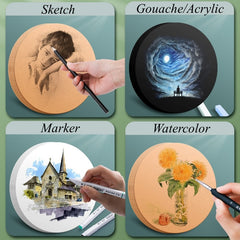 25 Round Thickened Hard Card Paper Light Brown 200g/m&sup2; Painting Sketch