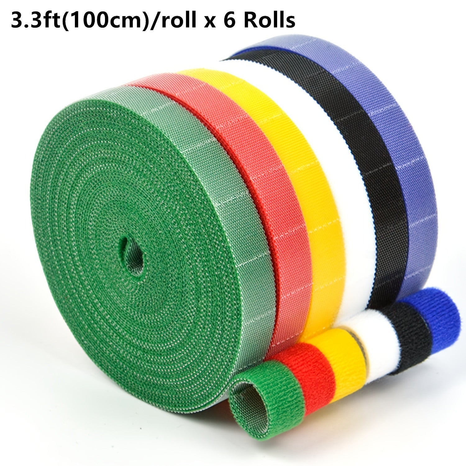 6 Rolls Hook And Loop Straps Reusable Fastening Tape