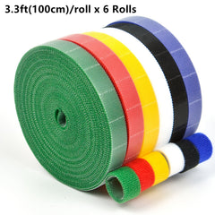 6 Rolls Hook And Loop Straps Reusable Fastening Tape
