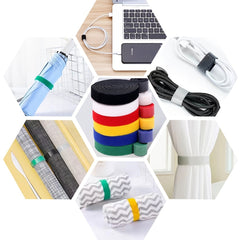 6 Rolls Hook And Loop Straps Reusable Fastening Tape