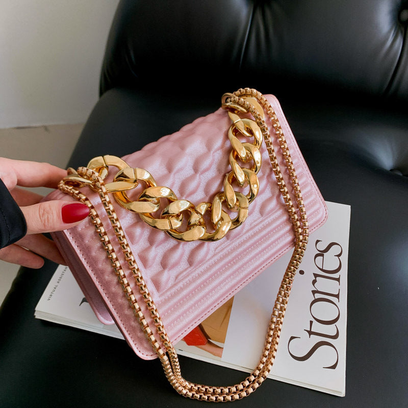 Minimalist Square Shoulder Bag Flap Crossbody Chain Bag