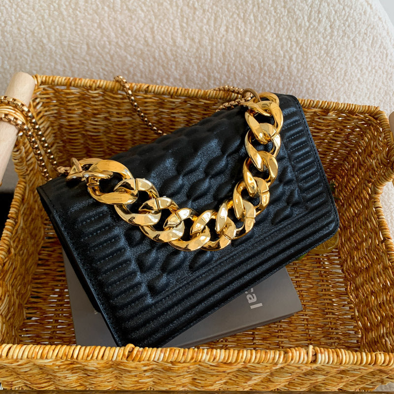 Minimalist Square Shoulder Bag Flap Crossbody Chain Bag