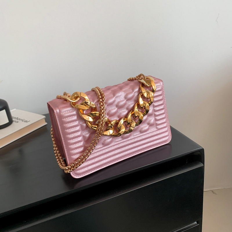Minimalist Square Shoulder Bag Flap Crossbody Chain Bag