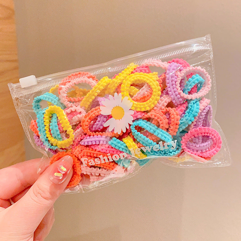 50pcs Colorful Hair Tie Hair Bands Ponytail Holders Sweet Hair Accessories