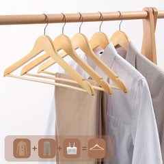 10pcs Non-slip Wood Clothes Hangers Adults Closet Coat Hanger Bedroom Display