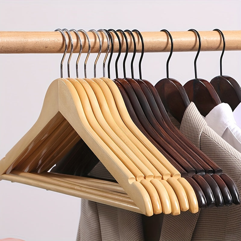 10pcs Non-slip Wood Clothes Hangers Adults Closet Coat Hanger Bedroom Display