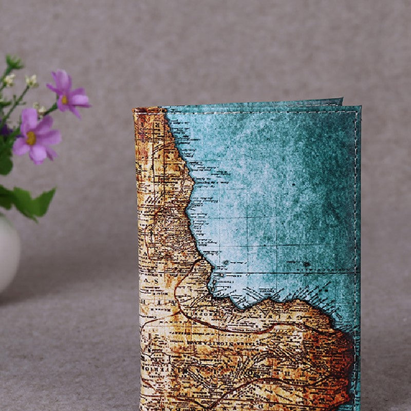 Printed Canvas Passport Cover PU Leather