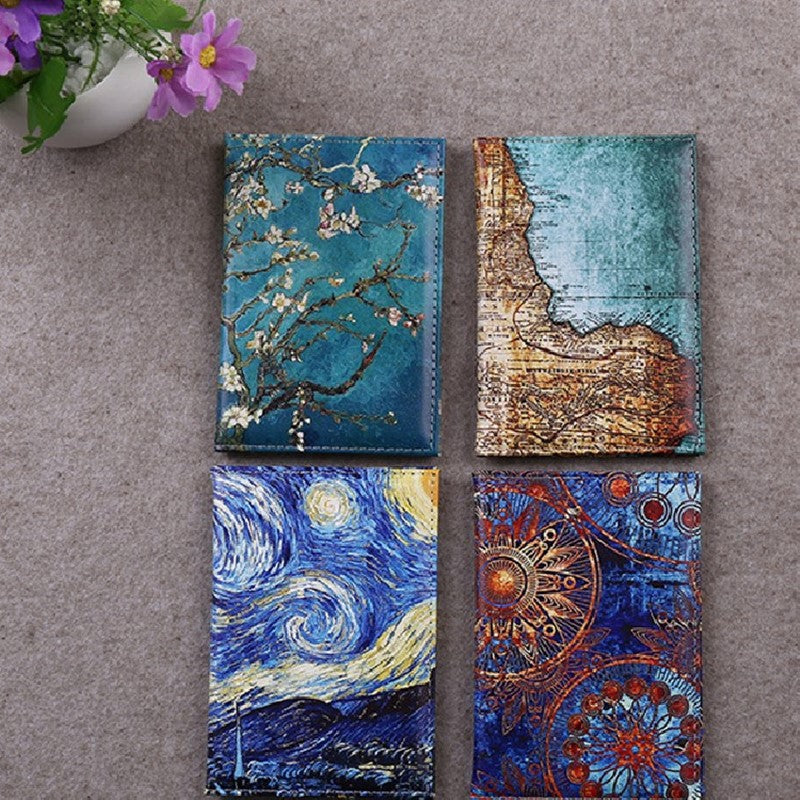 Printed Canvas Passport Cover PU Leather
