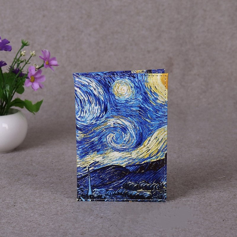 Printed Canvas Passport Cover PU Leather