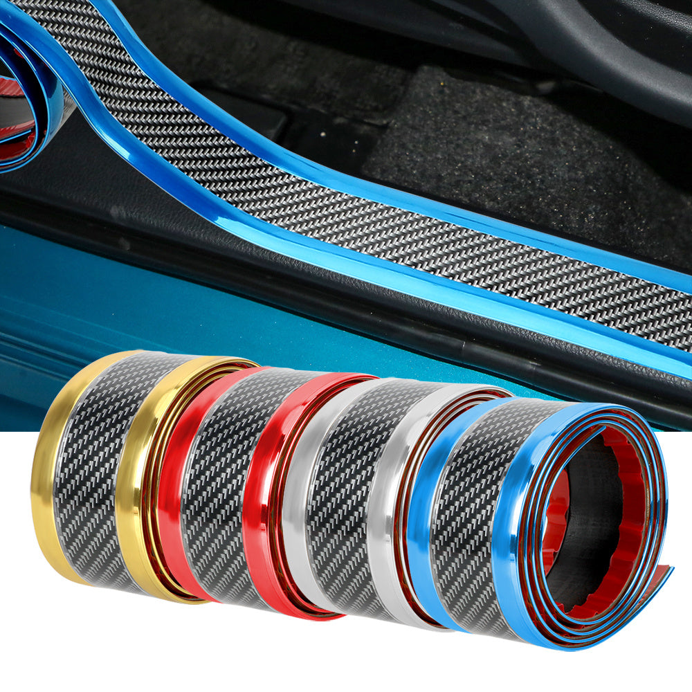 Car Door Sill Protector Rubber Strip Carbon Fiber Bumper Film Sticker