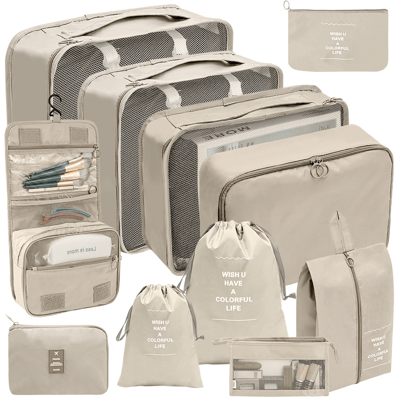 11 Pcs Travel Luggage Bag Set Solid Packaging Cubes Dustproof Storage Bags