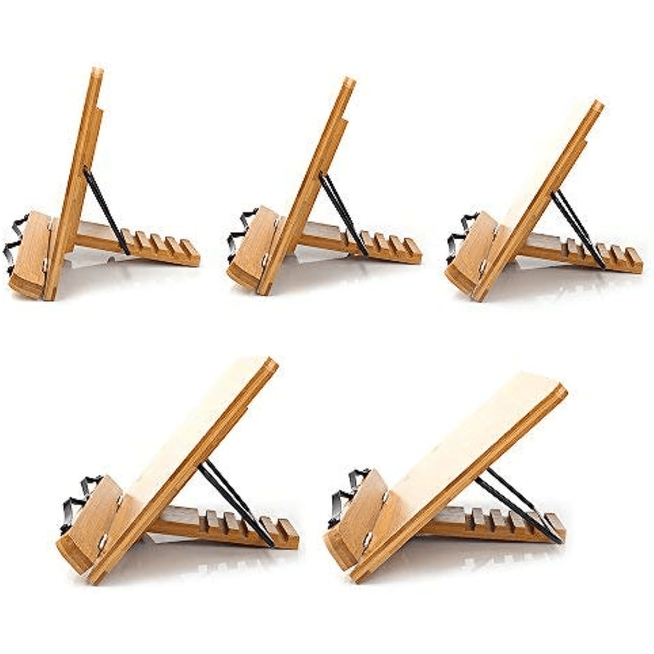 Adjustable Bamboo Book Stand with Page Paper Clips