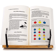 Adjustable Bamboo Book Stand with Page Paper Clips