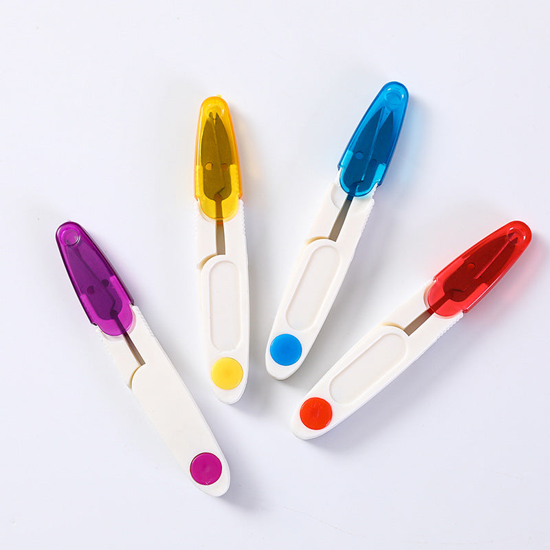 Small Scissors Transparent Thread Head With Cover Safety Sewing Scissors