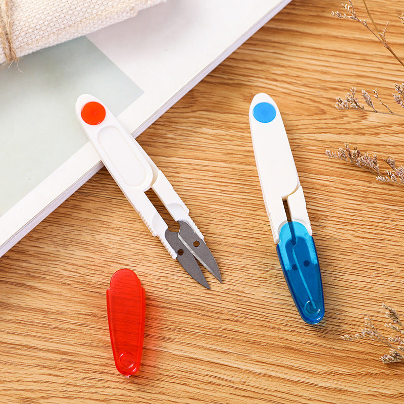 Small Scissors Transparent Thread Head With Cover Safety Sewing Scissors
